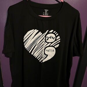 SHEIN Black and White Heart Graphic Tee